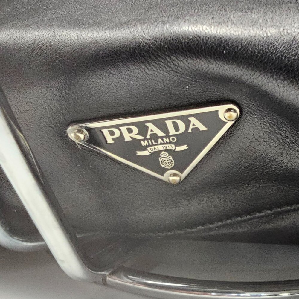 Prada Black Leather Shoulder Bag with Silver Hardware - Picture 4 of 16
